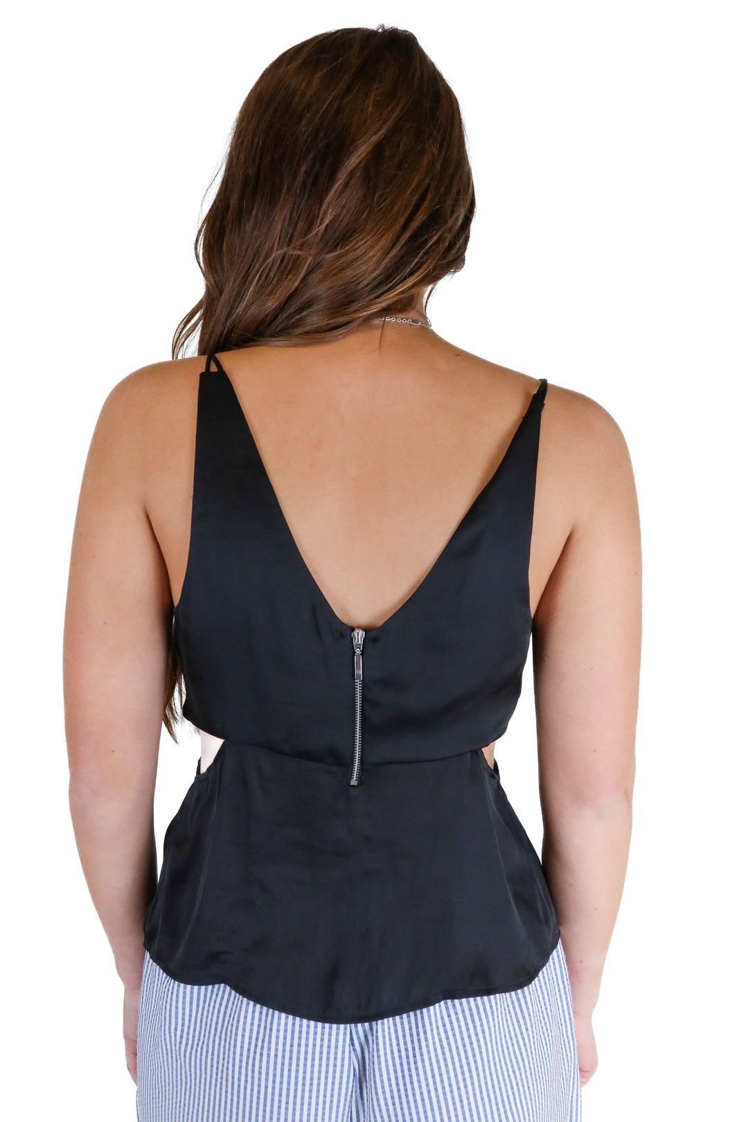 Express Black Cutout Flowy Tank (S)