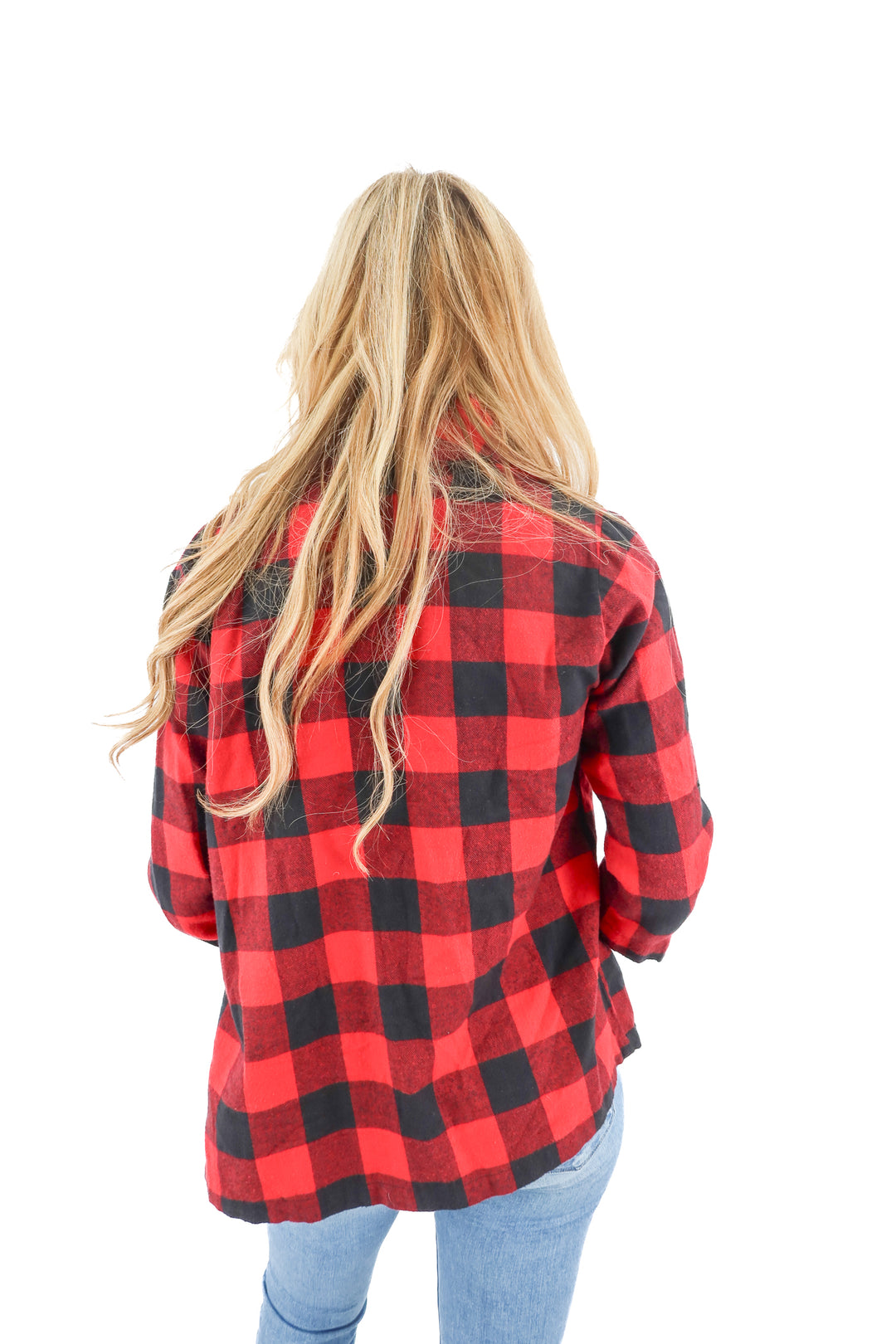 alternative red buffalo check open front cardigan (S)