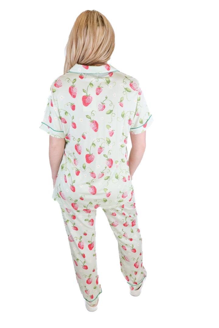 In My Sundays green strawberry pajama set NWT (M)