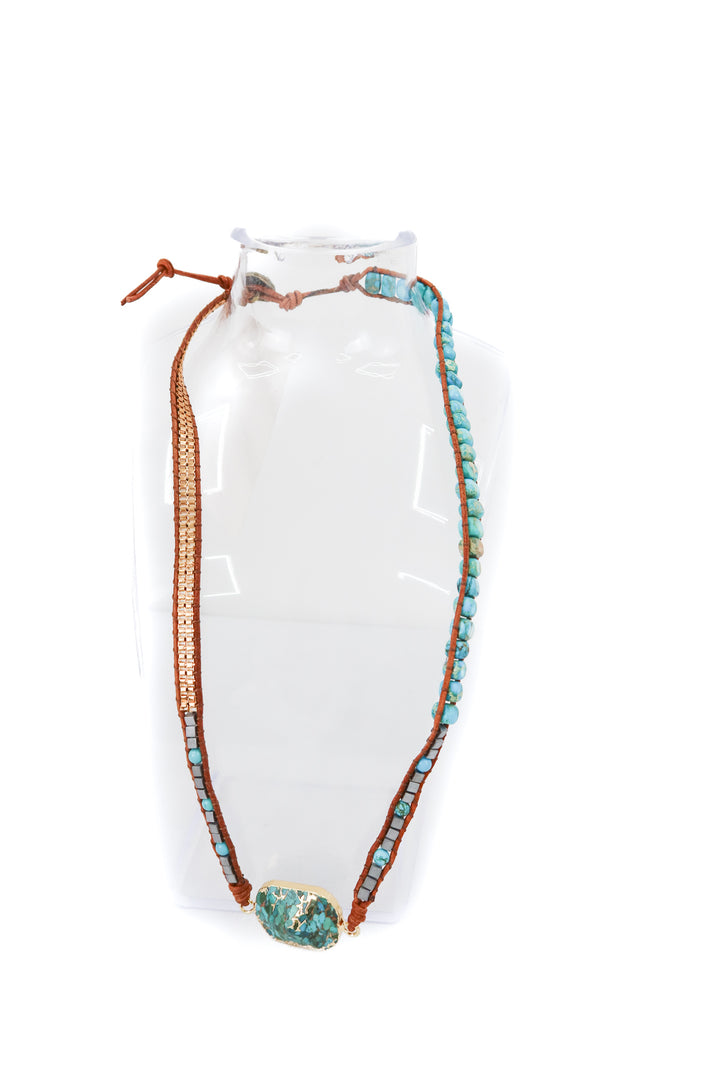 turquoise blue and brown necklace