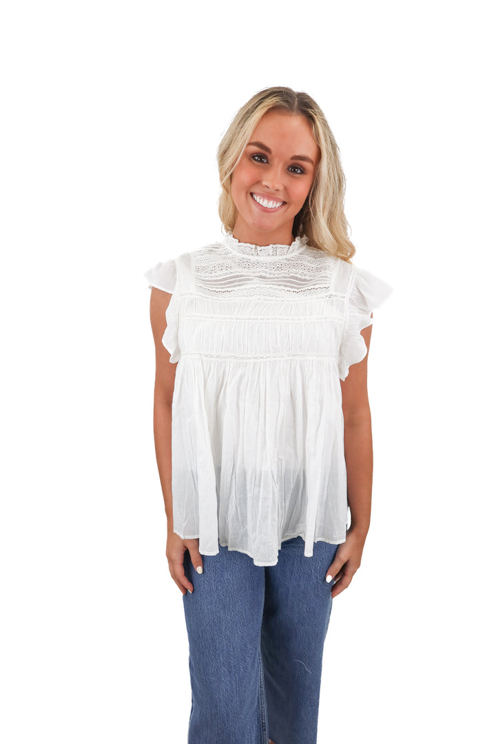 anthropologie white ruffle top NWT (s; retail $179)