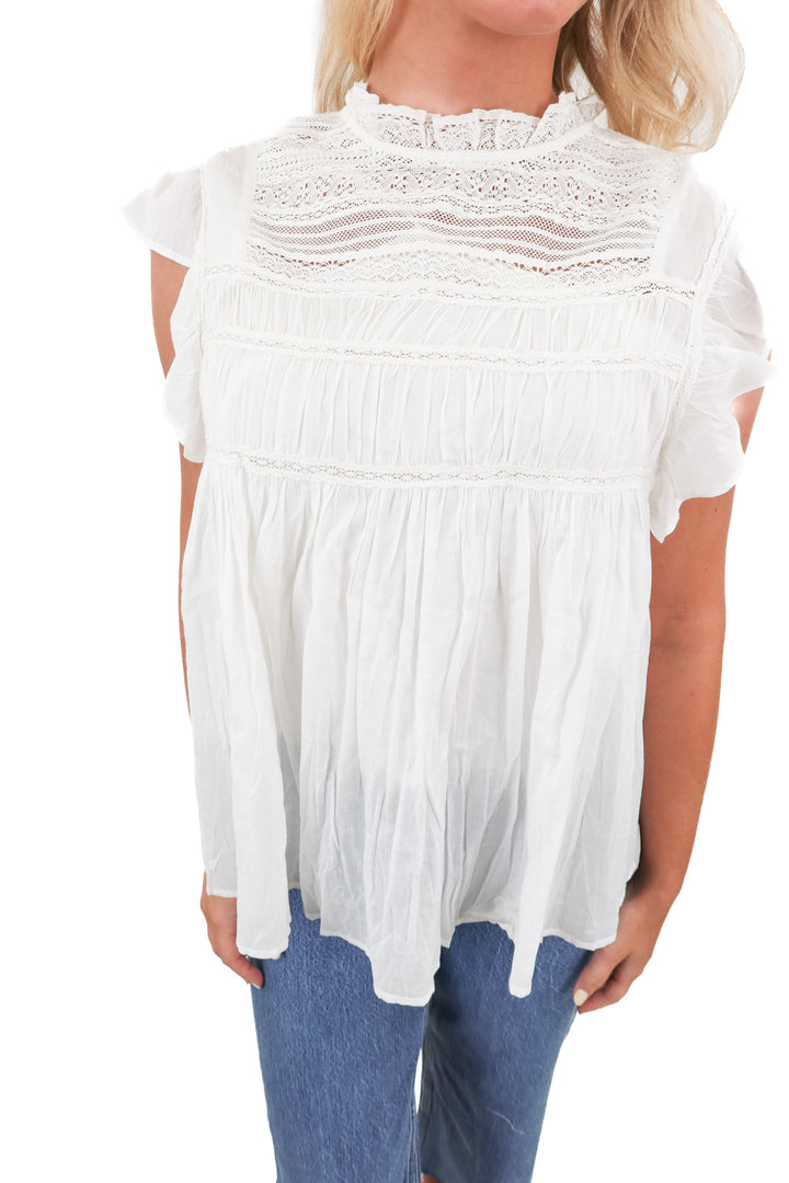 anthropologie white ruffle top NWT (s; retail $179)