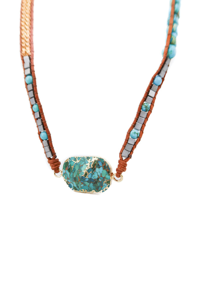 turquoise blue and brown necklace