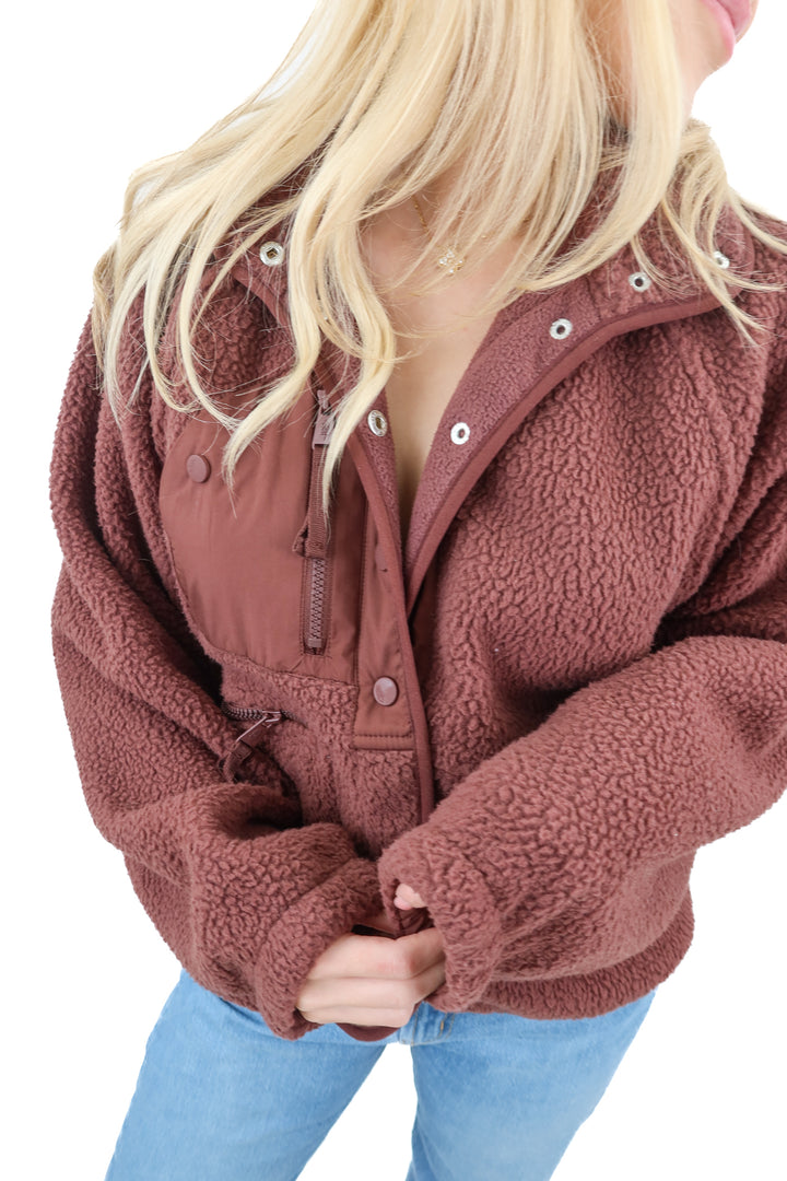 FP movement chocolate brown sherpa jacket (S)