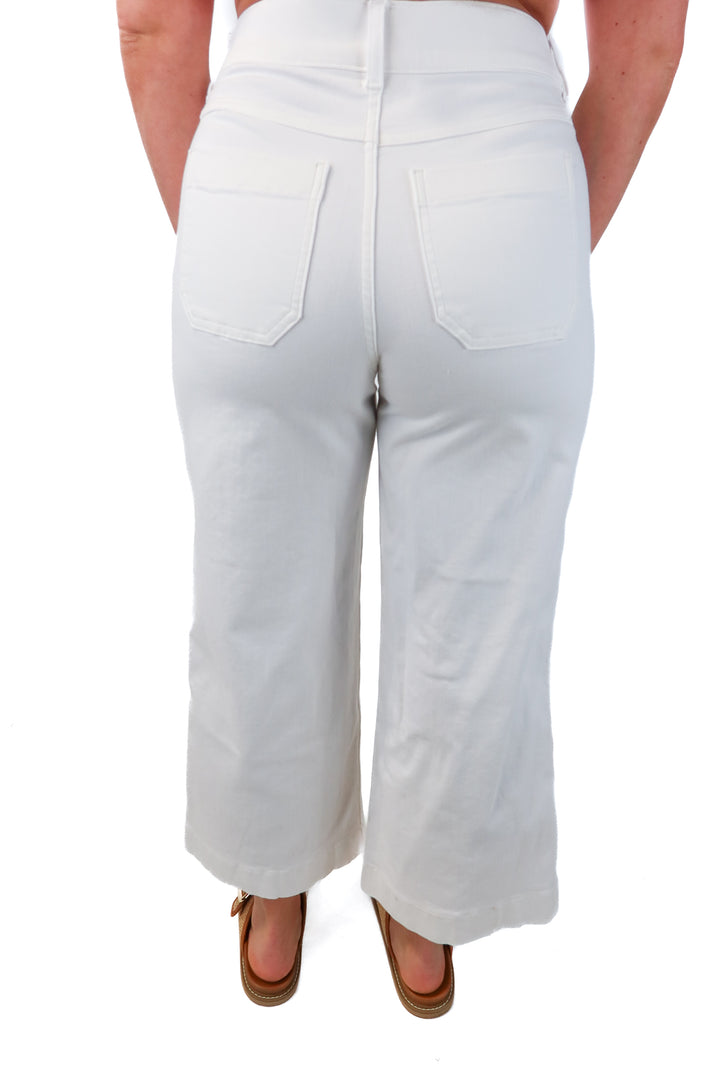 spanx white wide leg jeans (m; retail $148)