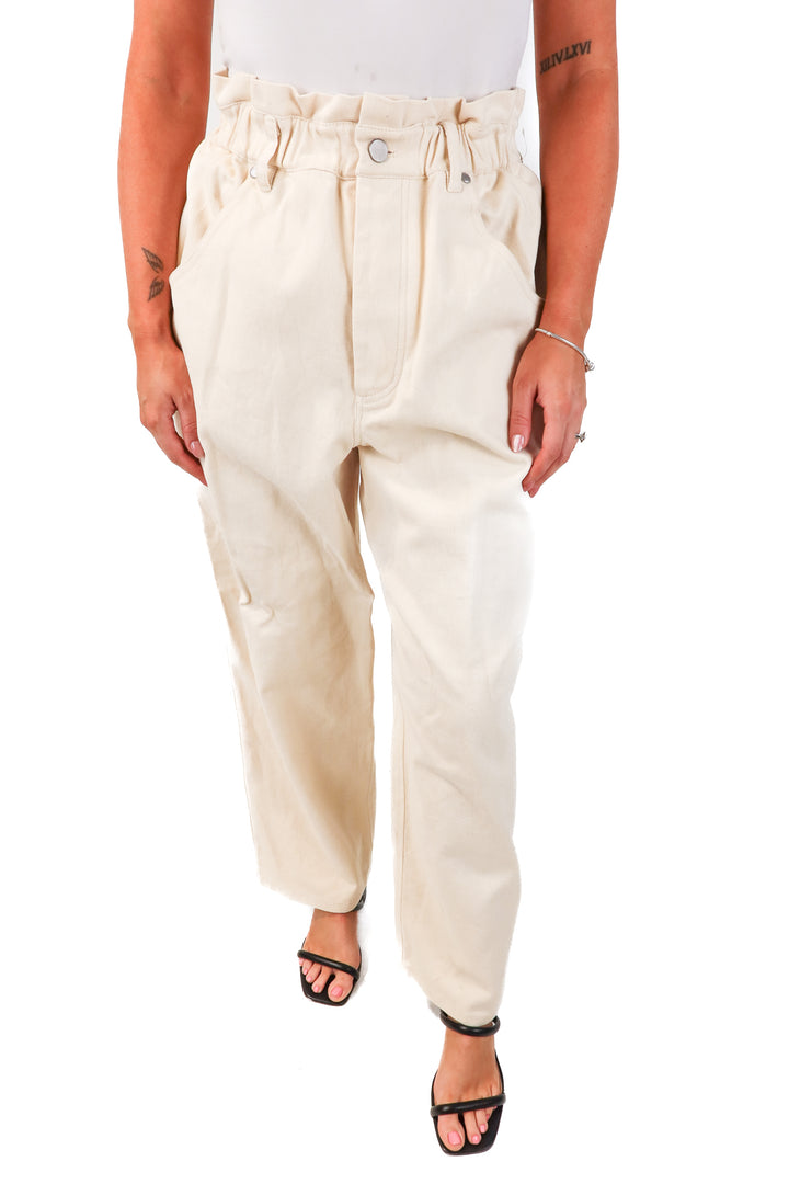 l'academie cream paperbag jeans NWT (s; retail $198)