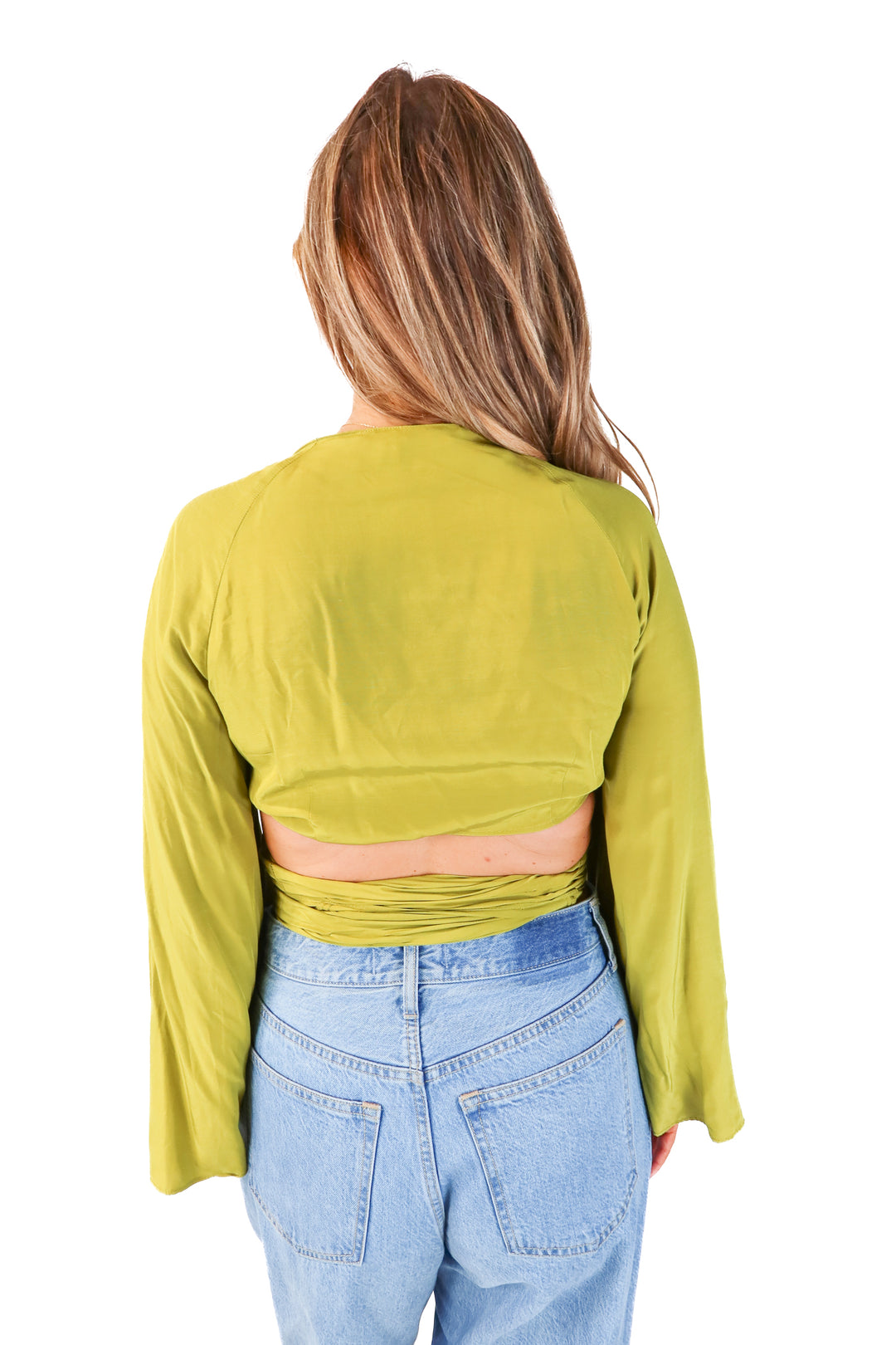 zara green wrap top (L)