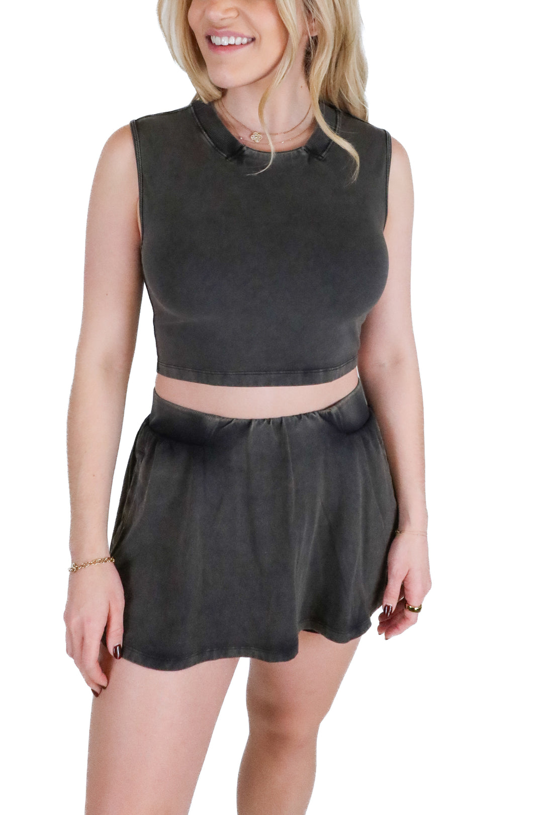 Free People Movement dark gray skort set (S)