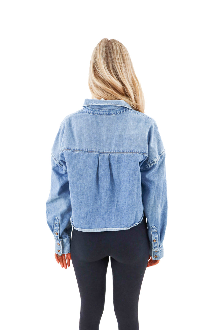 favorite daughter denim button up (s; retail $198)