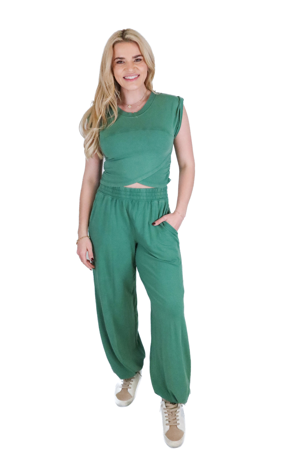 Free People Movement emerald green jogger set (S)