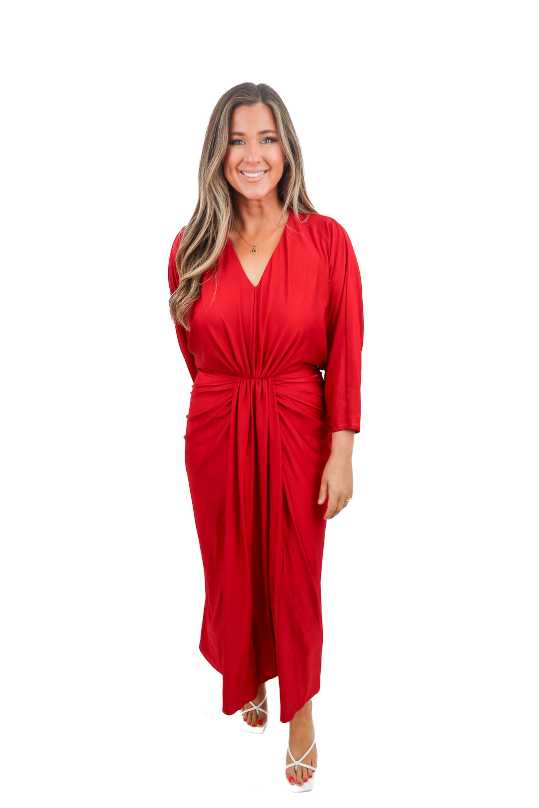 babeyond red short sleeve maxi dress (8; retail $104)