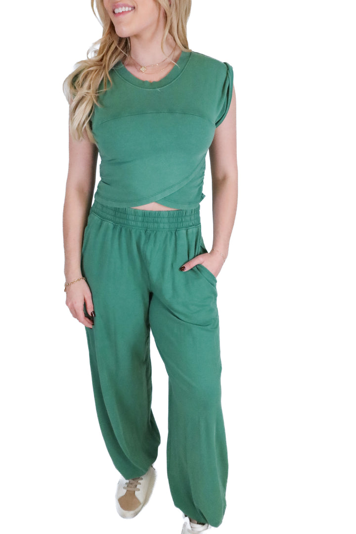 Free People Movement emerald green jogger set (S)