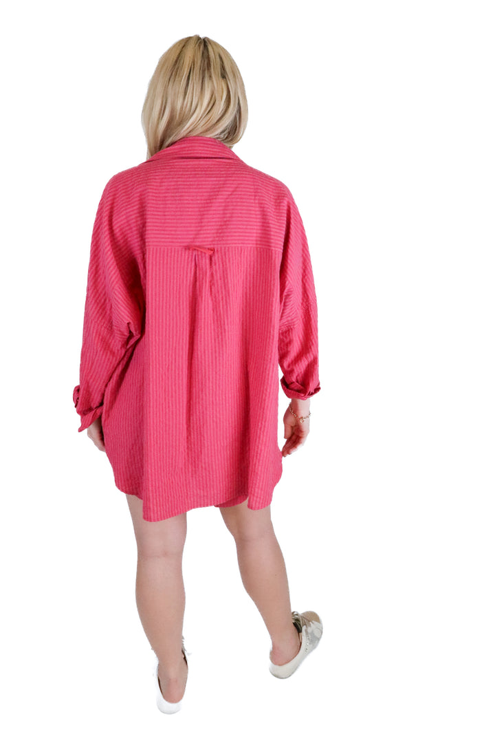 Free People Pink Striped Pajama Set (S; retail $68)