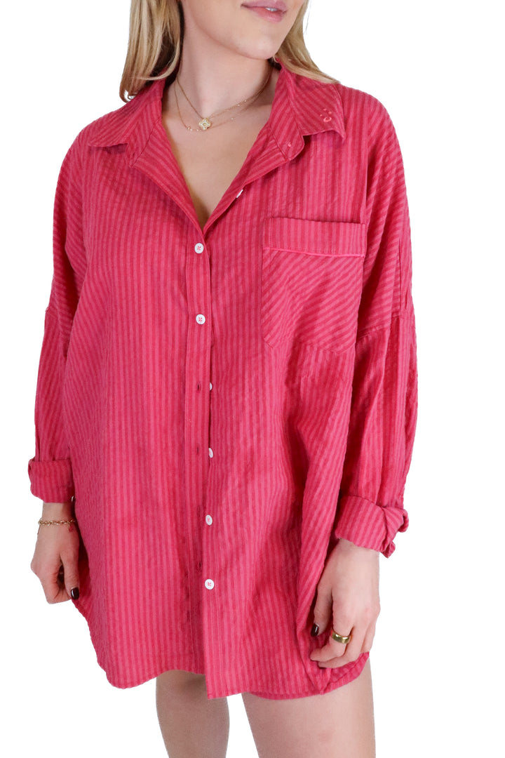 Free People Pink Striped Pajama Set (S; retail $68)
