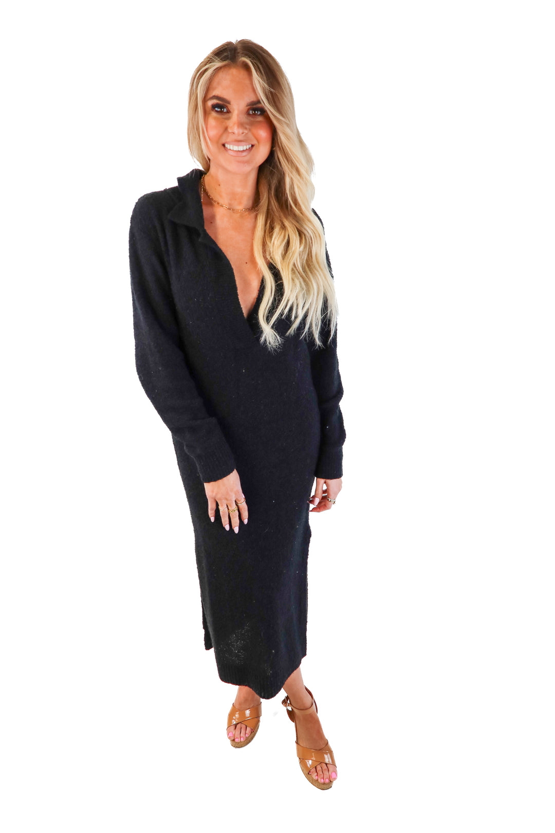 L’Academie black maxi sweater dress (xs; retails for $260)