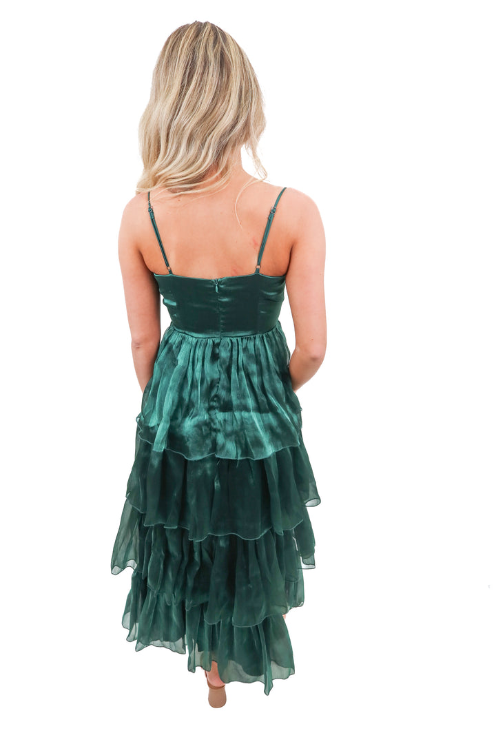 Petal and Pup emerald green ruffle maxi (XS)
