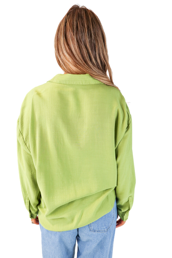 SOLD rachel zoe green collared top (L)