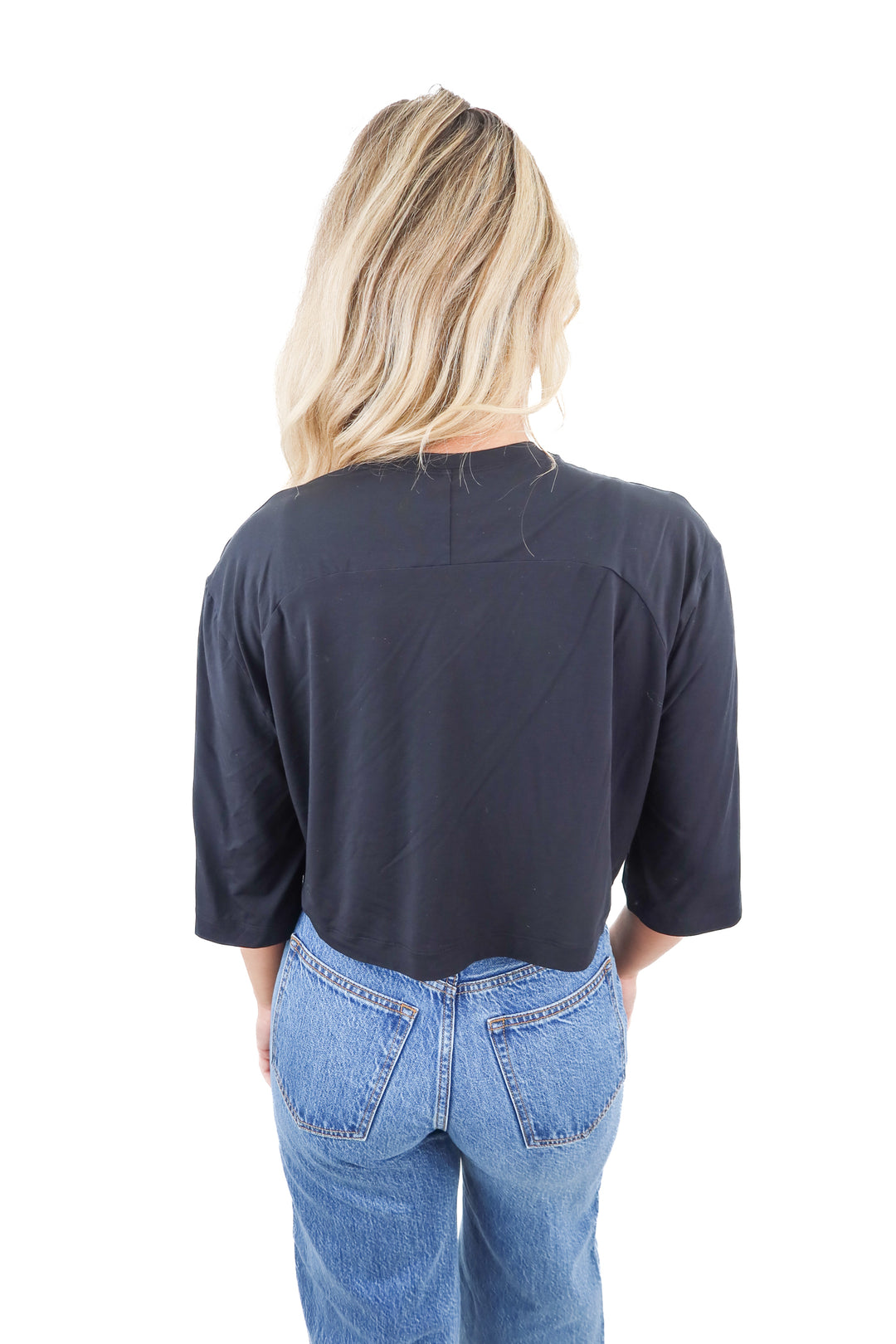 lululemon black cropped tshirt (6; retail $58)