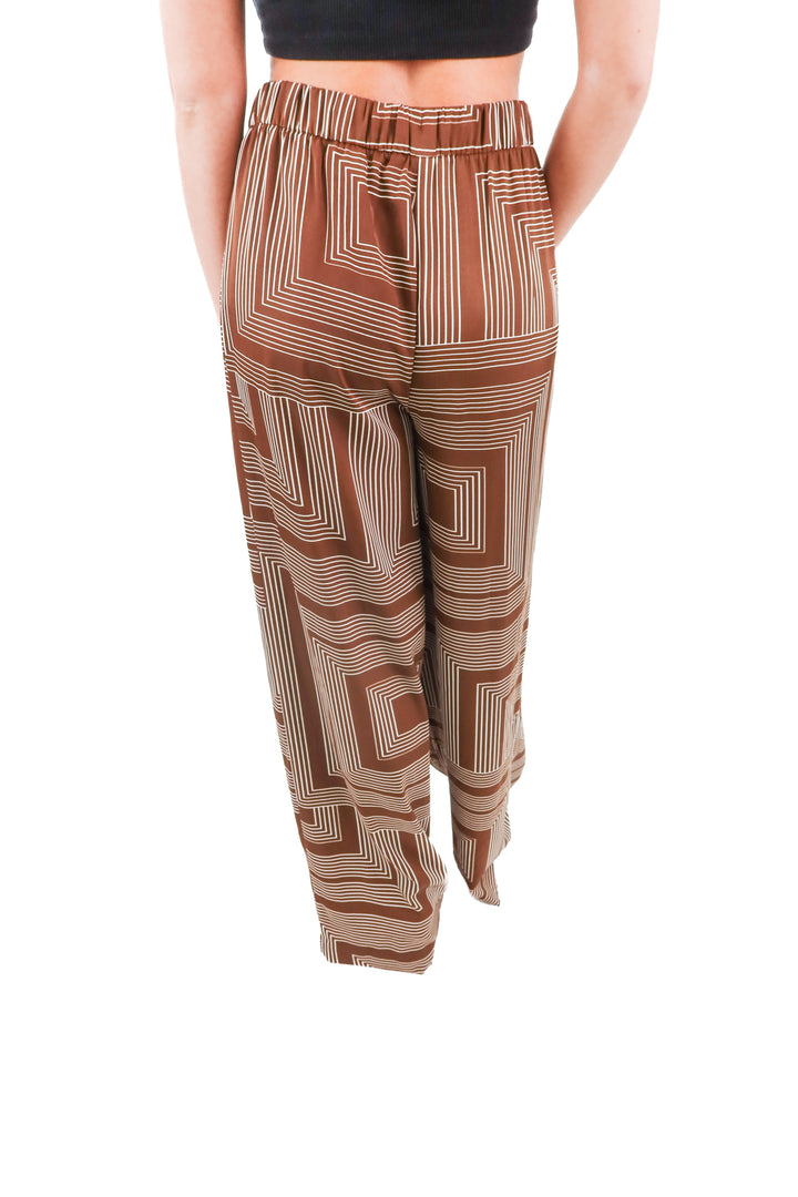 h&m brown square print pants nwt (s; retail $34.99)