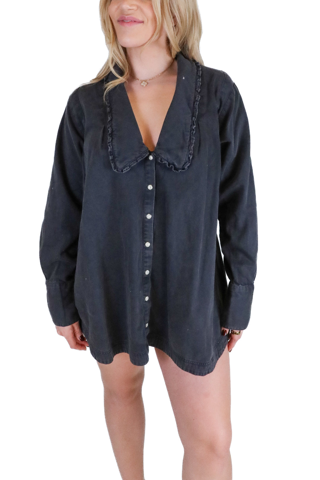 Free People black button down dress (XS)
