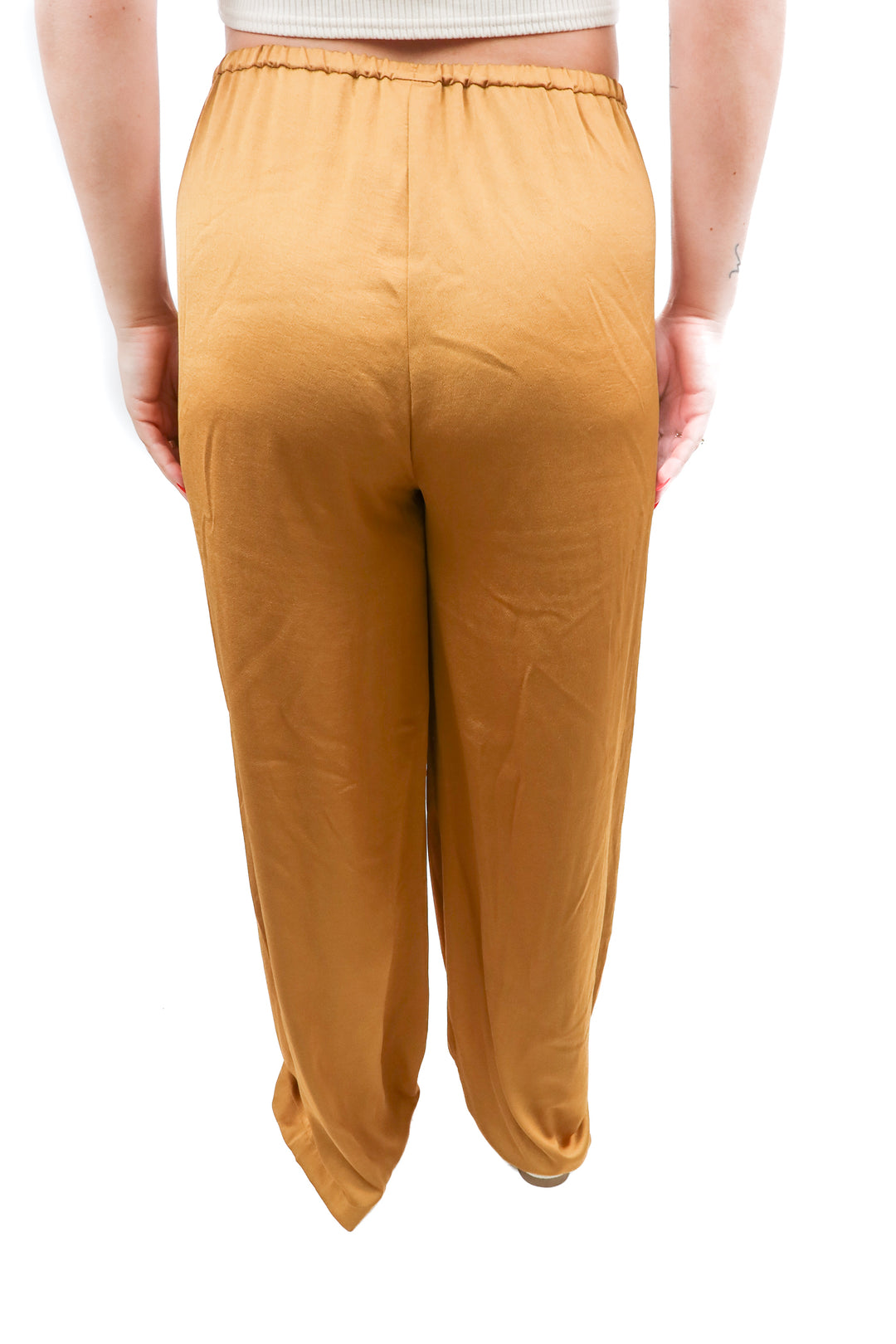 open edit gold satin pants (m)
