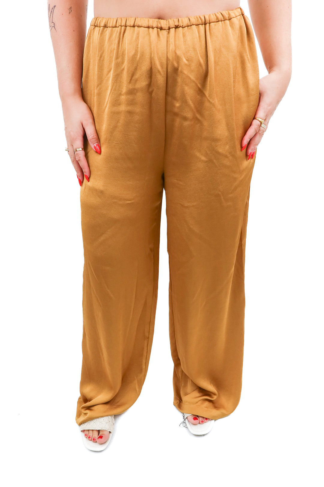 open edit gold satin pants (m)