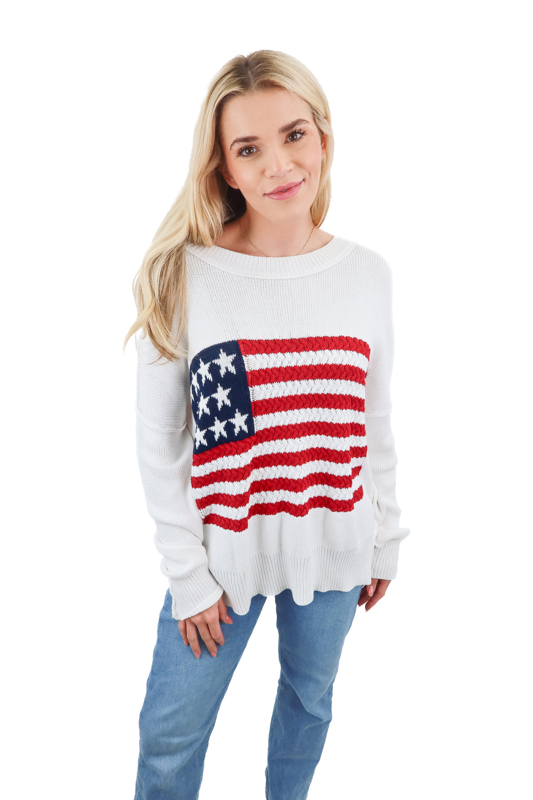 Miracle white american flag knit sweater (XS/S)