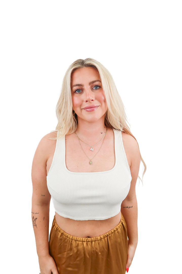 cd studio ivory ribbed tank (L)