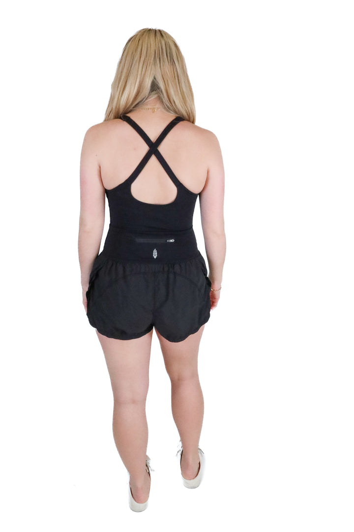 Free People Movement Black Active Romper (S; retail $98)
