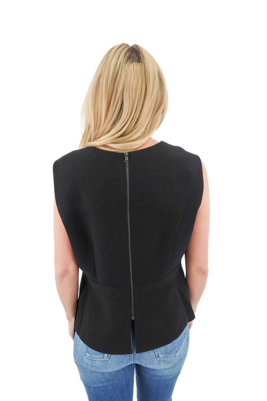 bcbgmaxazria black cut out peplum top NWT (L; retail $198)
