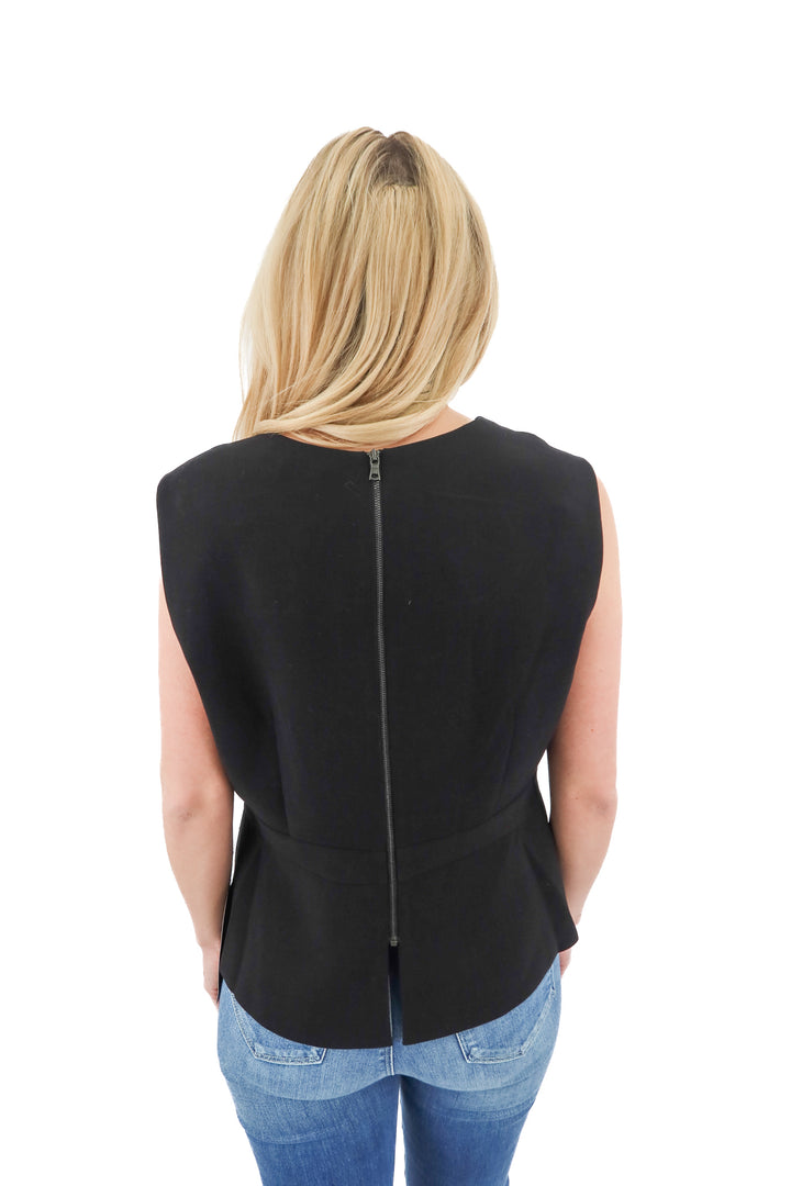 bcbgmaxazria black cut out peplum top NWT (L; retail $198)