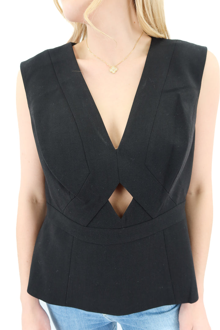 bcbgmaxazria black cut out peplum top NWT (L; retail $198)