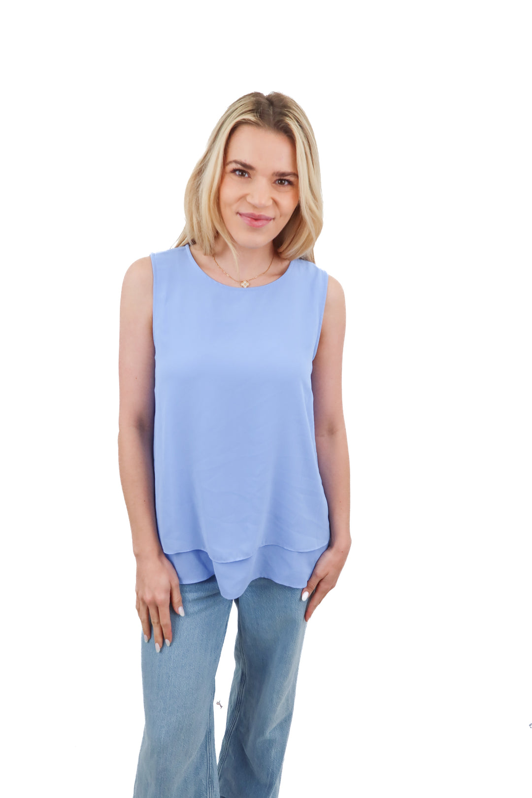 Anne Klein blue flowy tank (S)