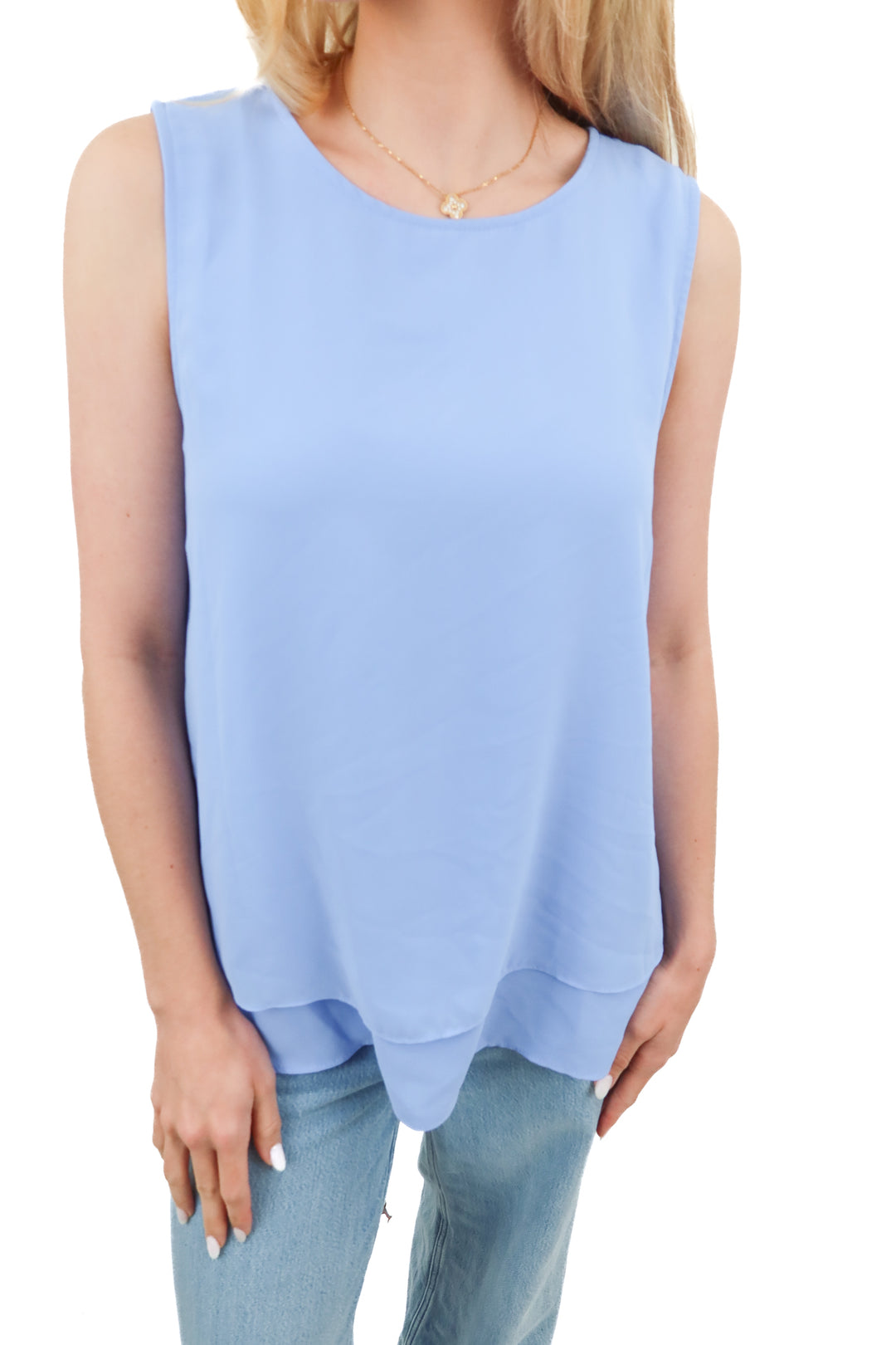 Anne Klein blue flowy tank (S)