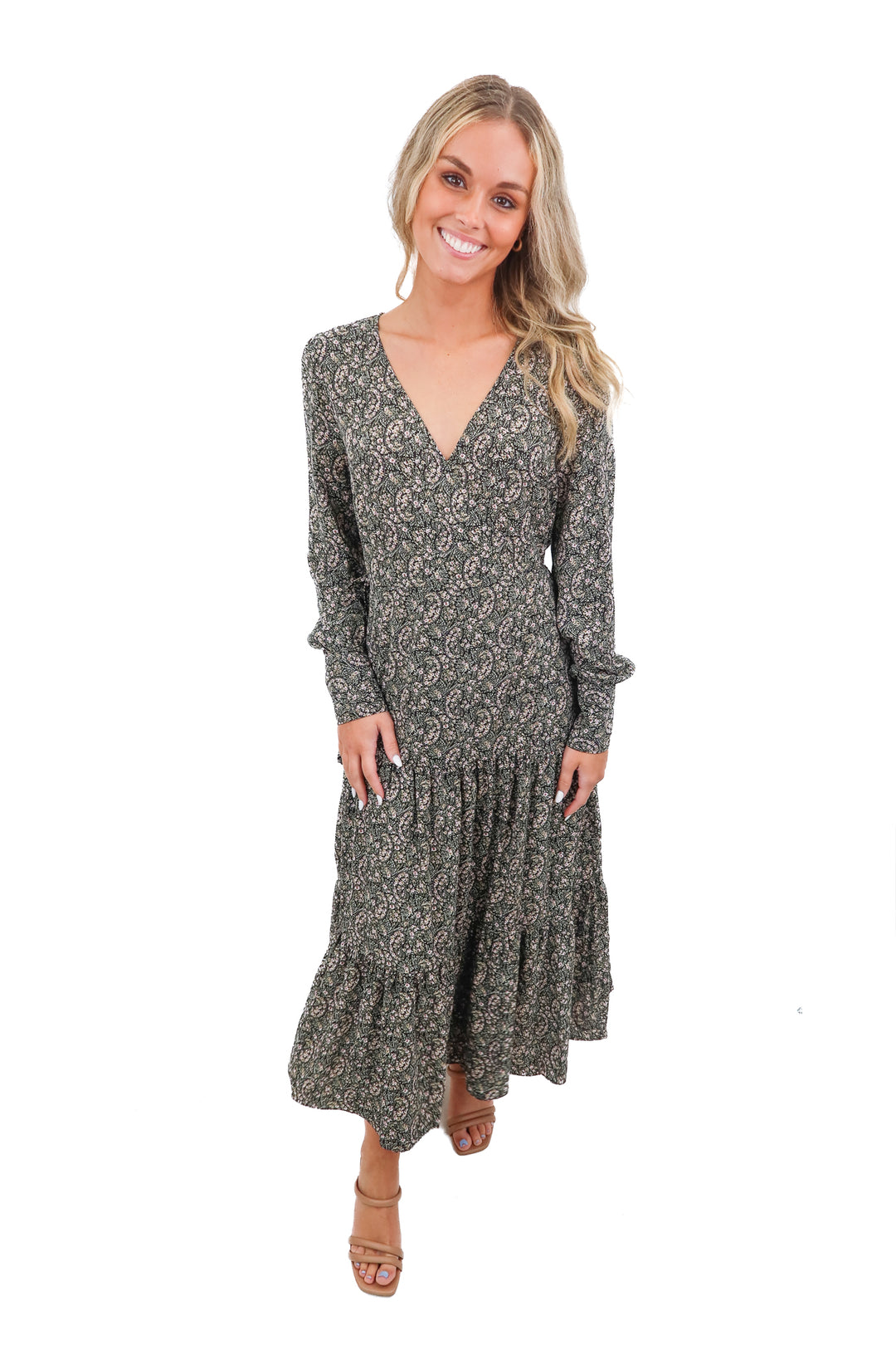 Calista floral wrap maxi dress (S)
