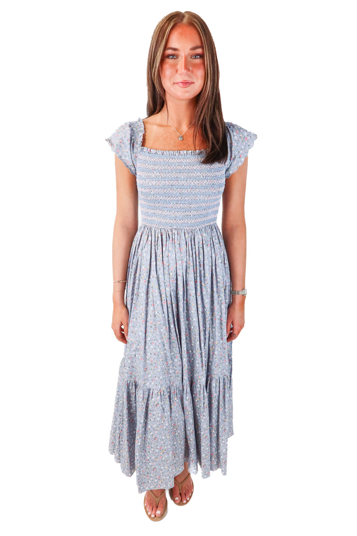 storia blue floral maxi dress (s)