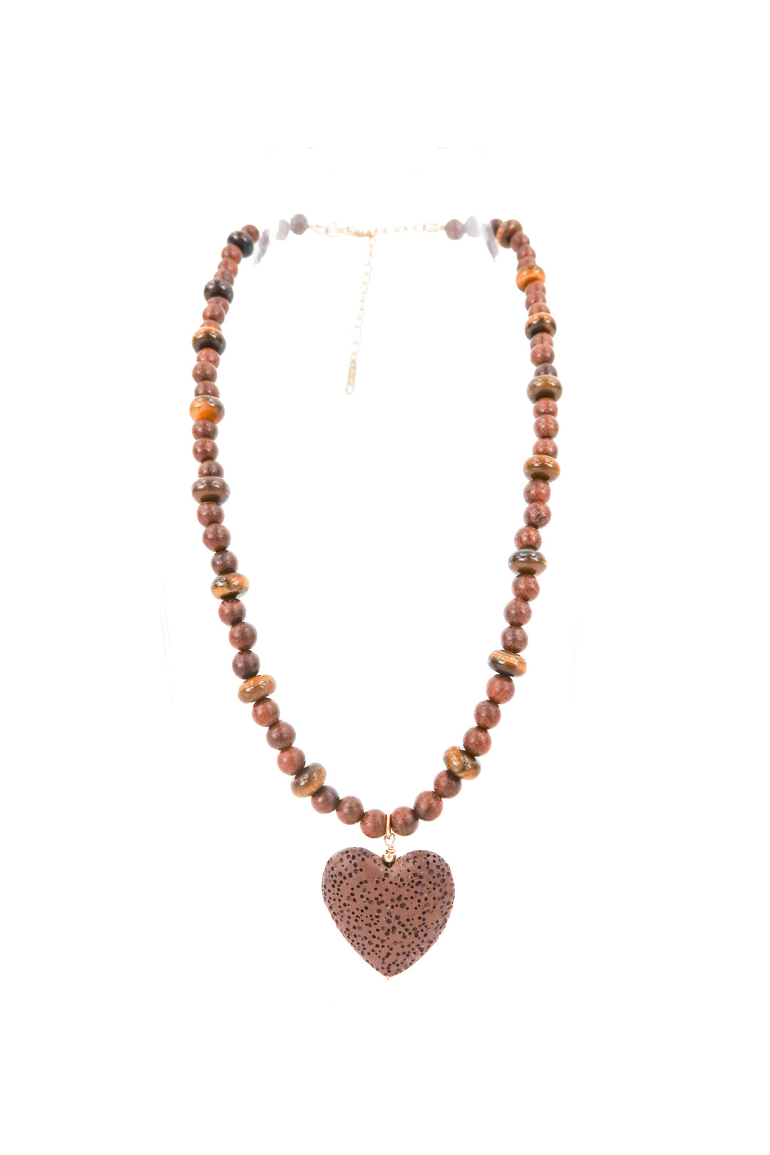 brown beaded heart necklace