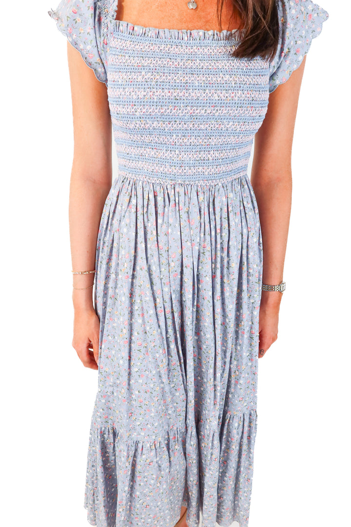 storia blue floral maxi dress (s)