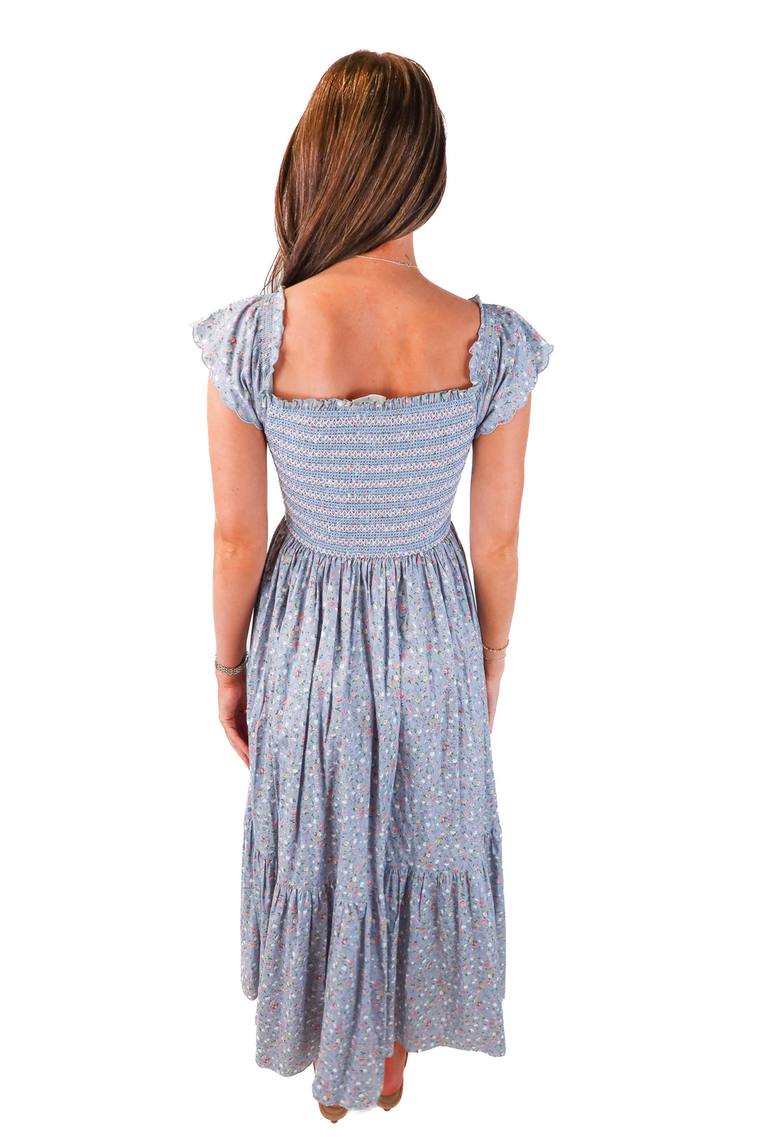 storia blue floral maxi dress (s)