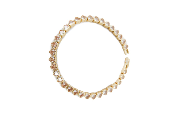 gold rhinestone heart bracelet