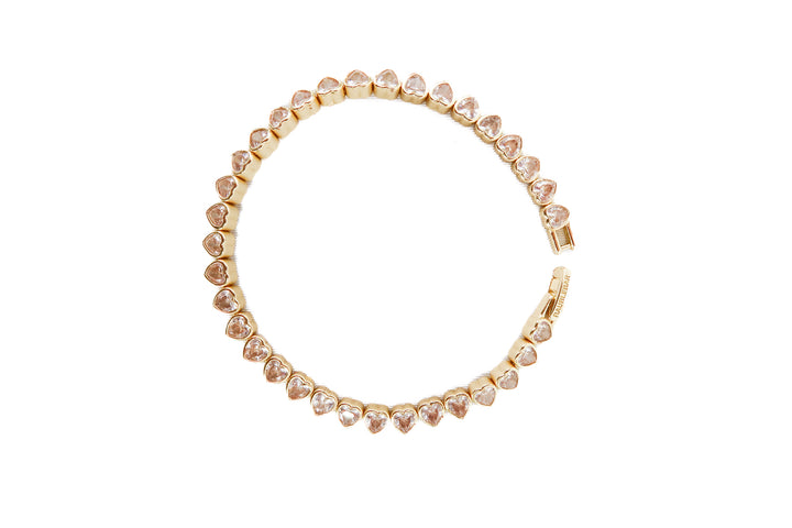 gold rhinestone heart bracelet