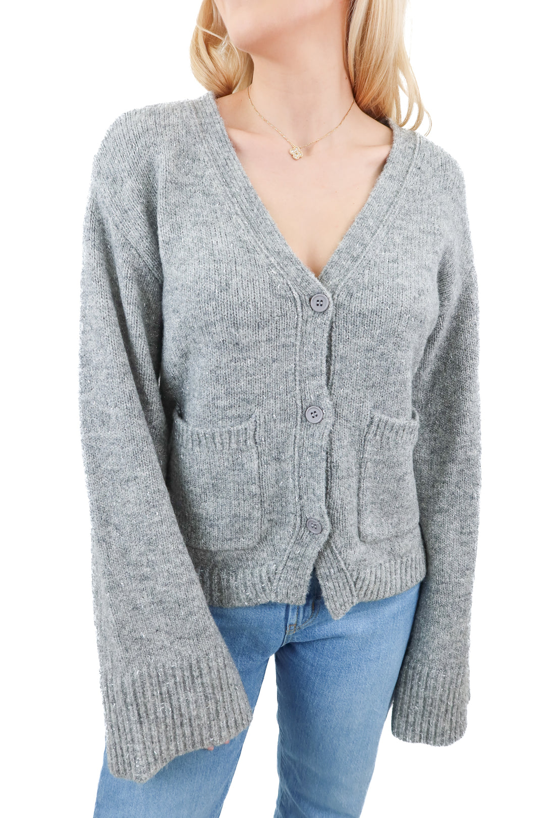 Steve Madden grey metallic cardigan NWT (S; retail $89)