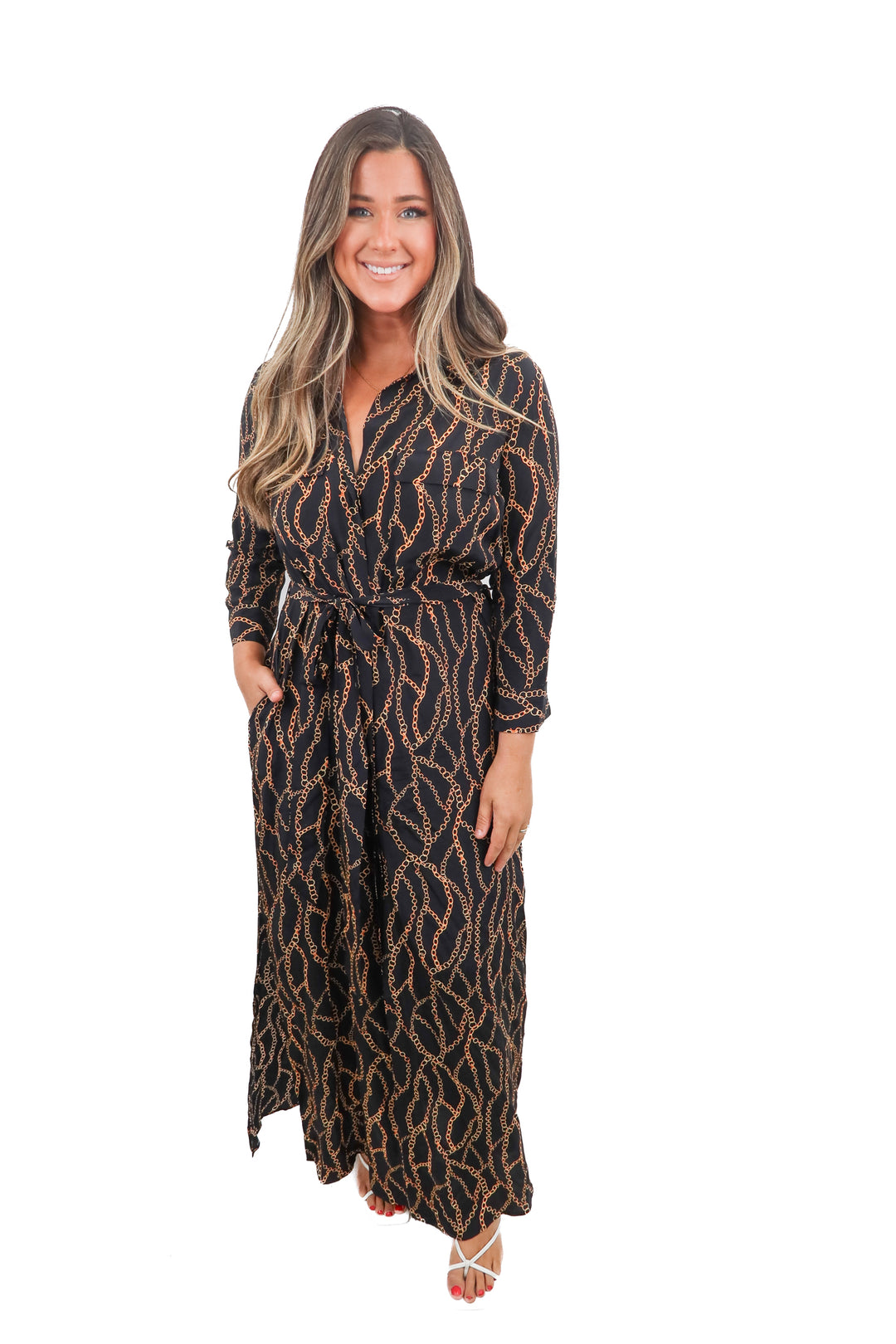 l'agence black chain link maxi dress (s; retail $595)