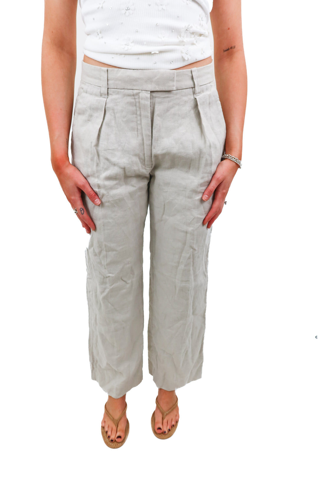 Abercrombie & Fitch cream linen pants NWT (27)
