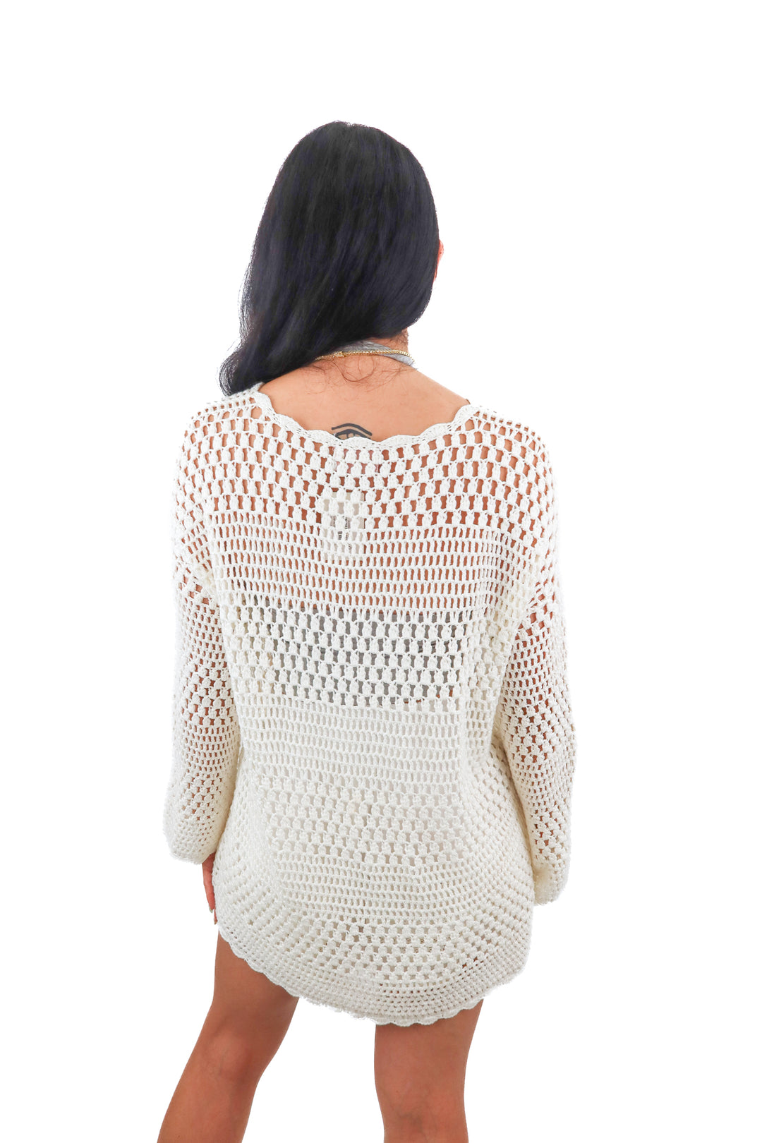 Show Me Your Mumu cream knit crochet sweater (S)