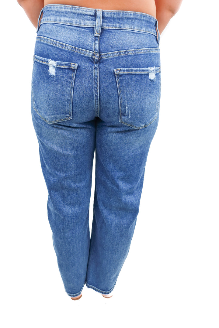 lovervet medium wash wide leg jeans (28; retail $69.90)