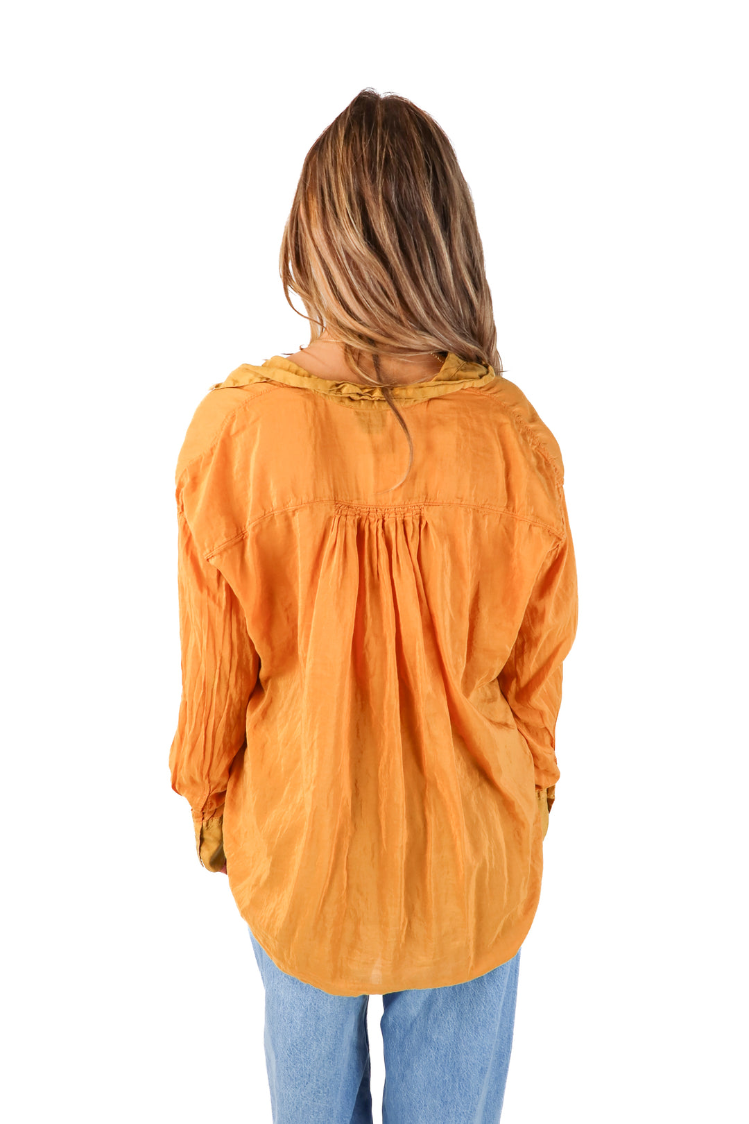 forte forte orange sheer button up (m)