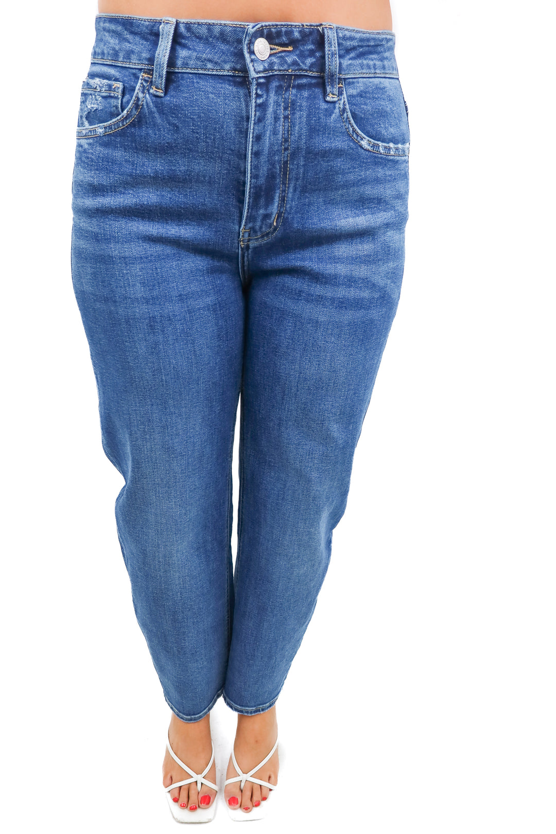 lovervet medium wash wide leg jeans (28; retail $69.90)