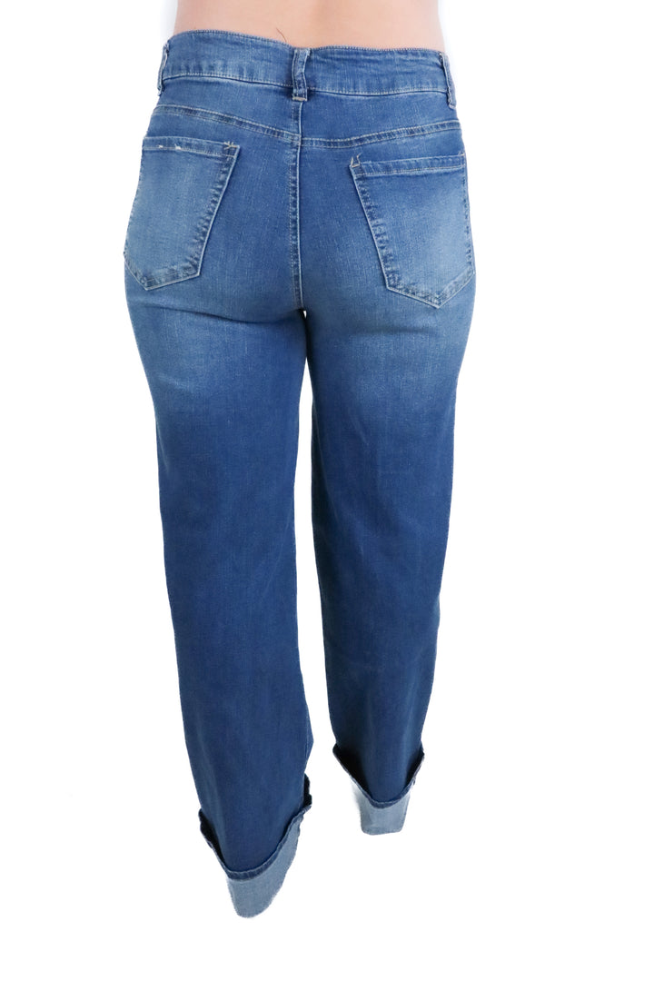 D.jeans medium wash straight leg cuff jeans (4)