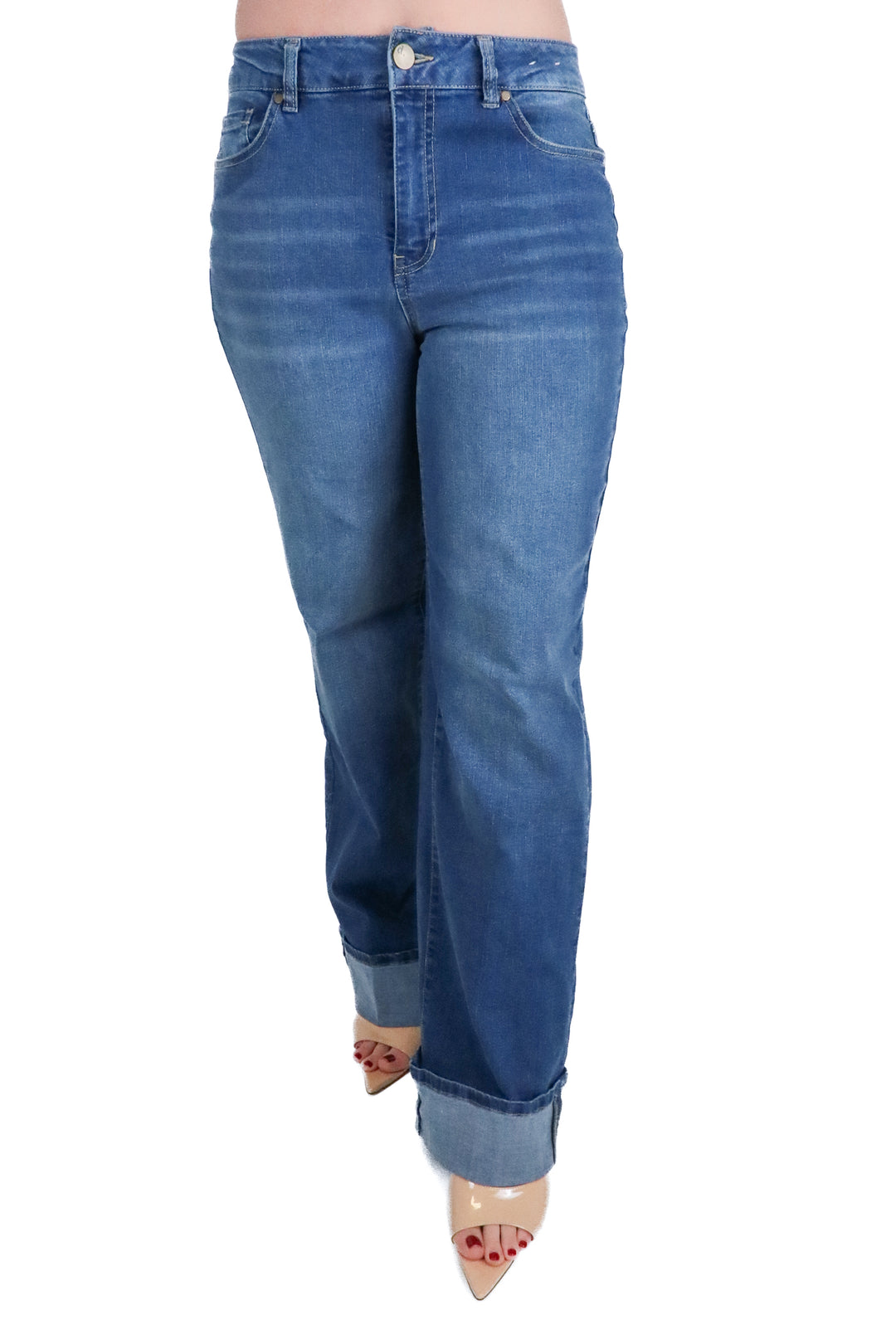 D.jeans medium wash straight leg cuff jeans (4)